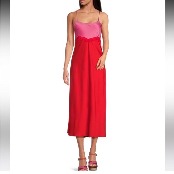 Gianni Bini Dresses & Skirts - New | Gianni Bini Helena Satin Two-Tone
Colorblock Scoop Neck Maxi Slip Dress 10
